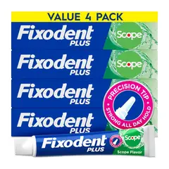 FIXODENT - Adhesivo Dental Plus Scope 2oz Pack 4 Fijación Fuerte