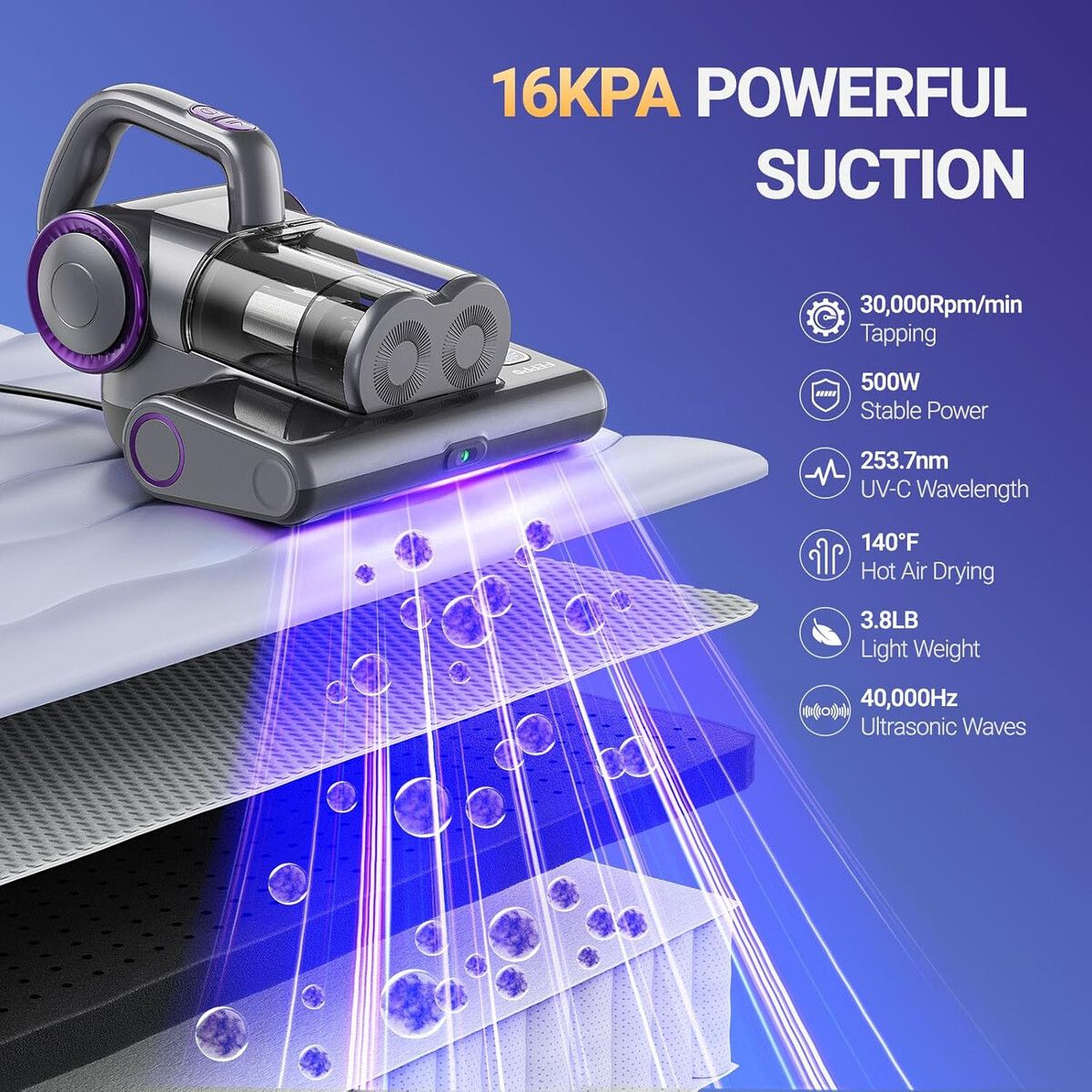 GENERICO - Aspiradora FEPPO Colchan 16kPa UV HEPA 500W Manual