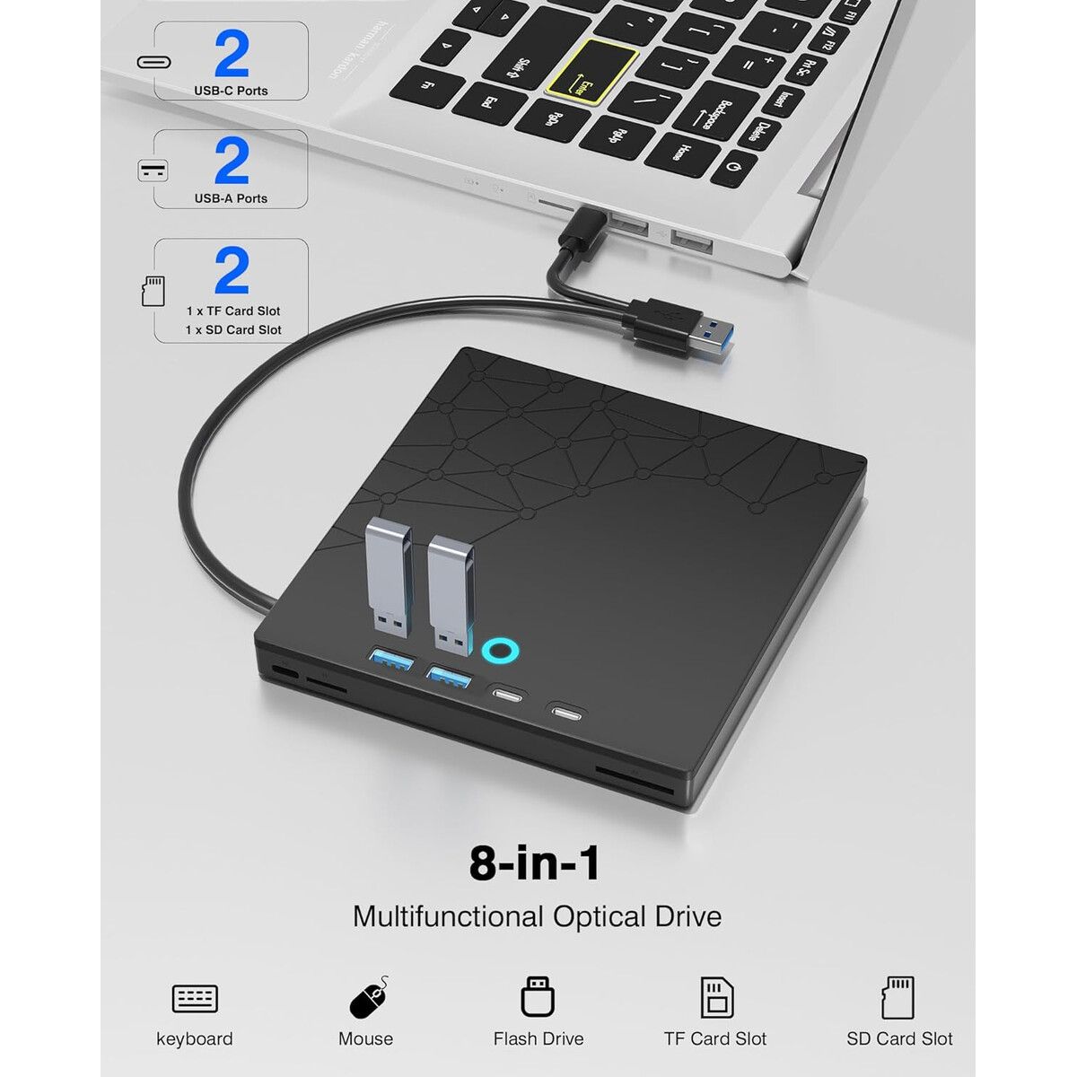 GENERICO - Unidad DVD CD Externa Xadioei DPTKLXD041 USB 3.0 Negra