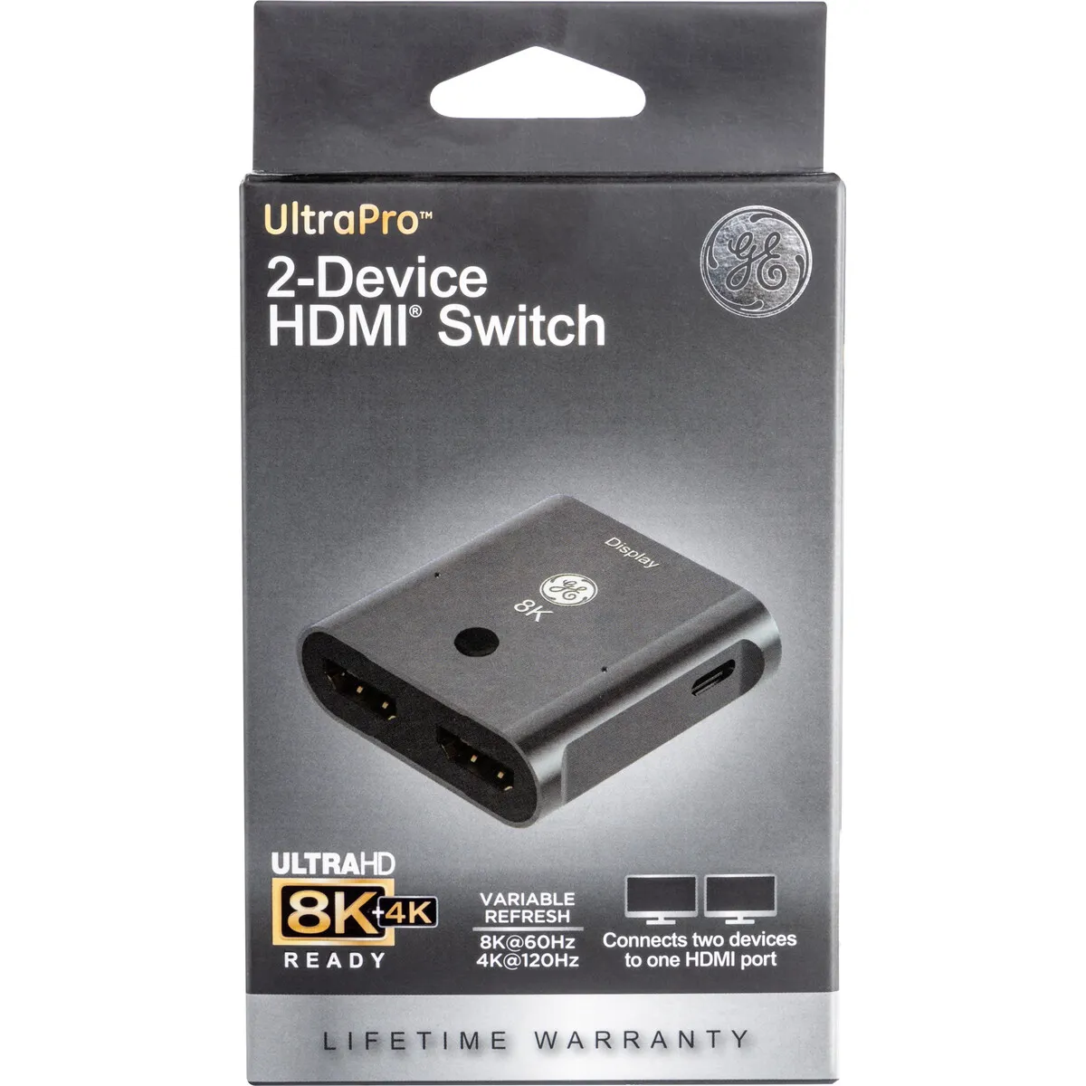 GENERICO - Switch HDMI GE 2 Puertos 8K 2.1 48Gbps Negro