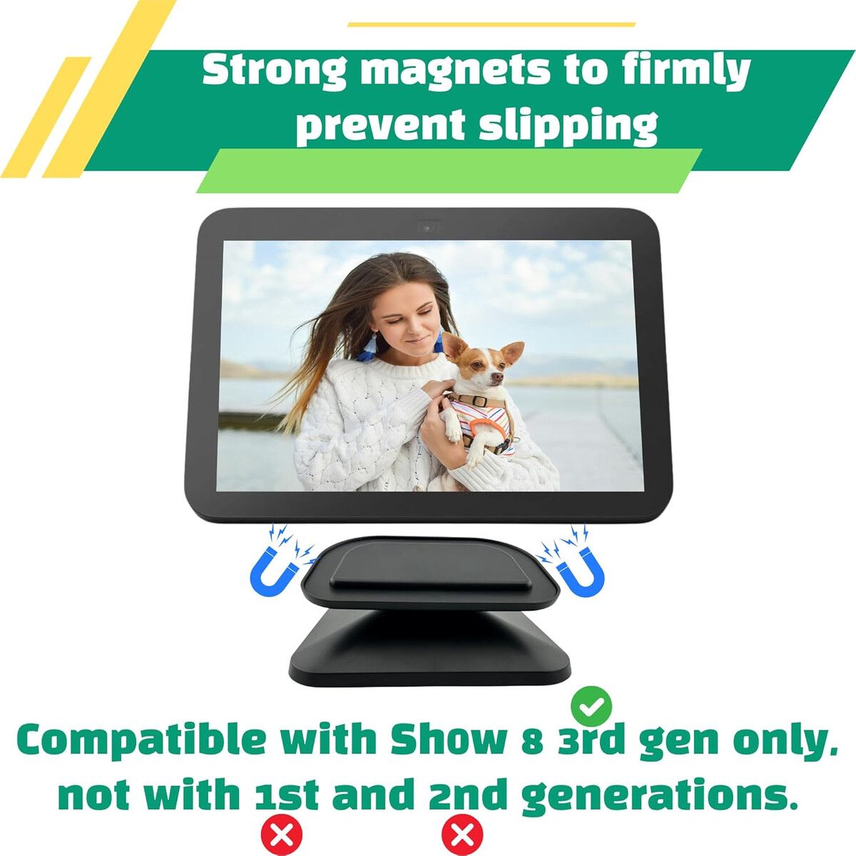GENERICO - Soporte Magnético Sintron Negro Ajustable para Echo Show 8 3ra Gen