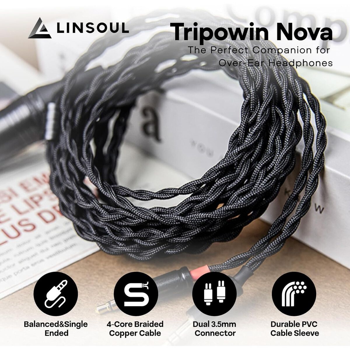 NOVA - Cable Audífonos Linsoul Tripowin Nova 2m Dual 3.5mm HiFi