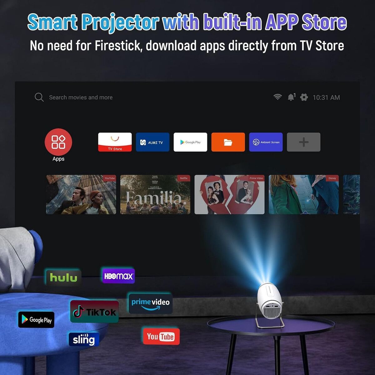 GENERICO - Proyector Mini Pisodawn P22025 4K 1080P WiFi Bluetooth