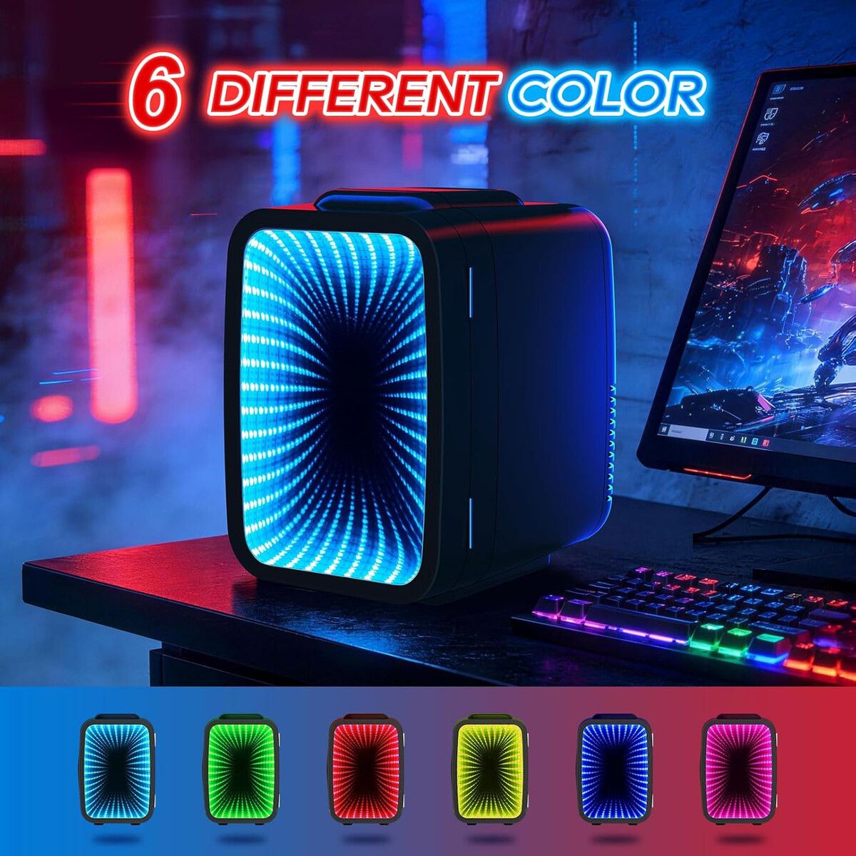 GENERICO - Mini Refrigerador BEICHEN 4L Luz LED Gaming Dual