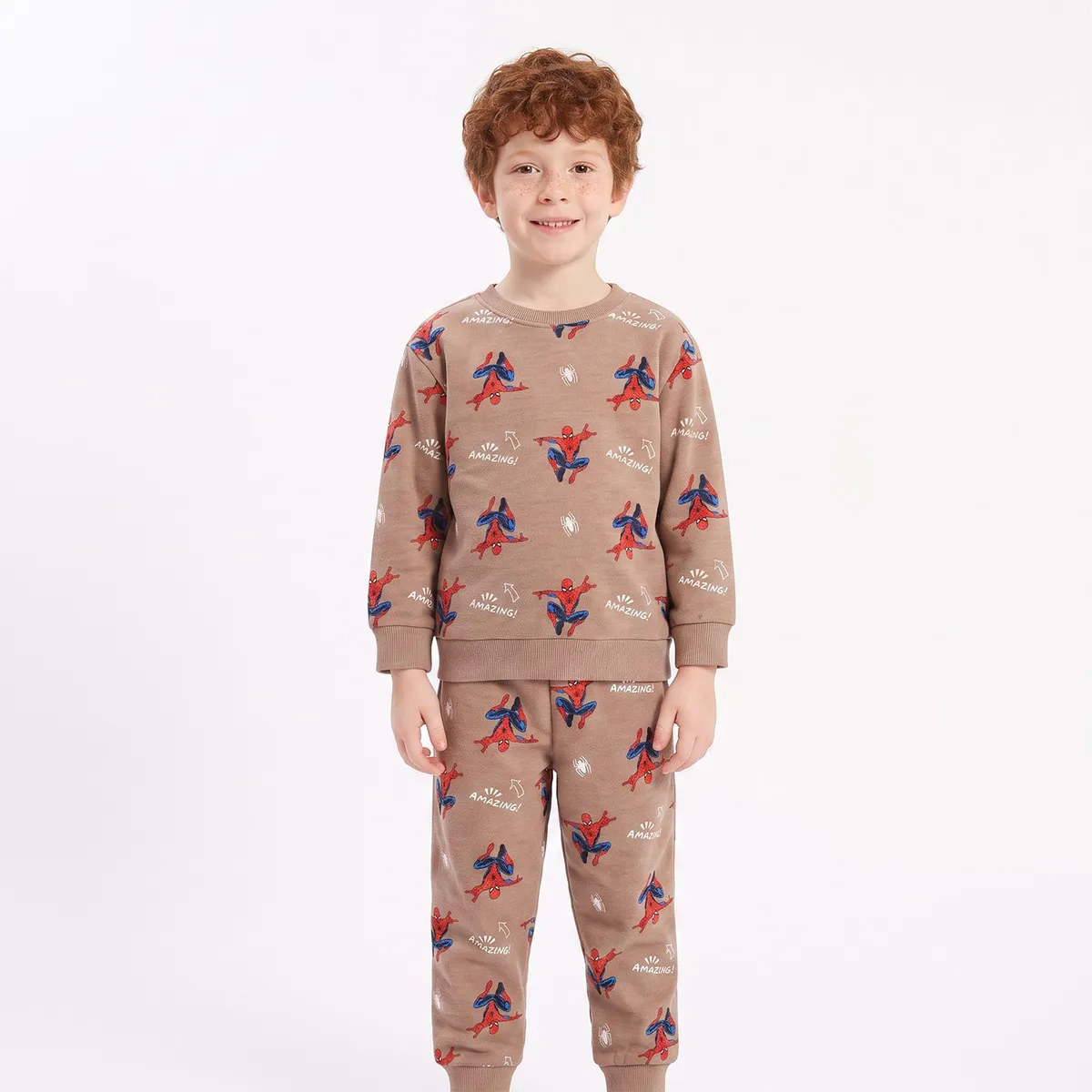 MARVEL - Conjunto Buzo Niño Spiderman Marvel Full Print Café