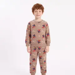 MARVEL - Conjunto Buzo Niño Spiderman Full Print Café