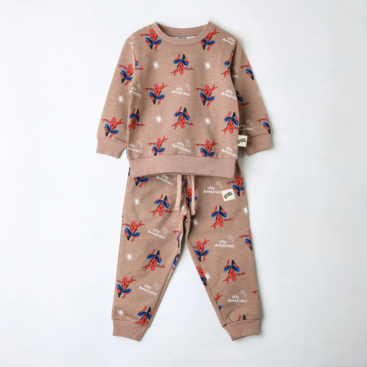 MARVEL - Conjunto Buzo Niño Spiderman Marvel Full Print Café