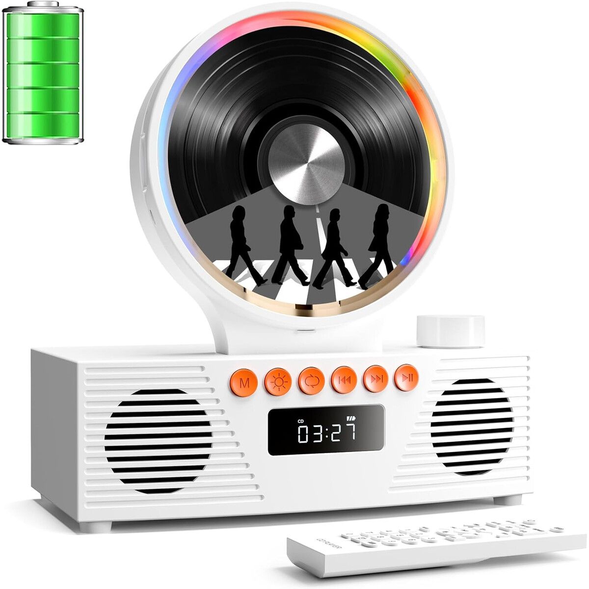 GENERICO - Reproductor CD Retro ROADOM Bluetooth USB FM Luz Ambiente