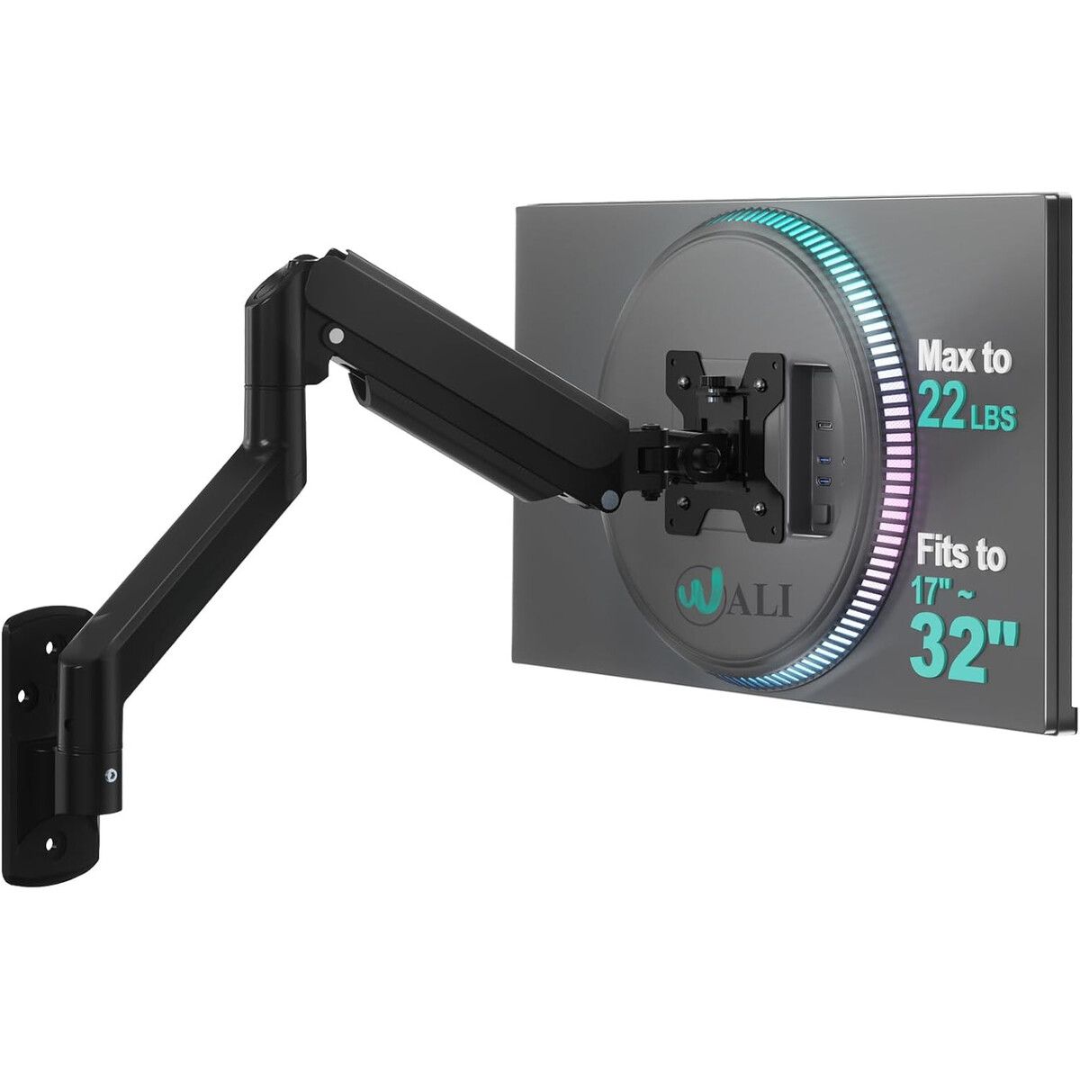 GENERICO - Soporte Monitor Pared WALI GSWM001 1732 Gas Spring Negro