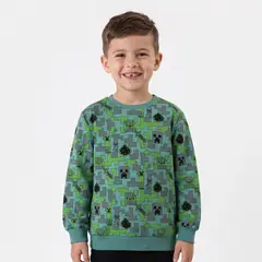 MINECRAFT - Polerón Cerrado Niño Full Print Verde