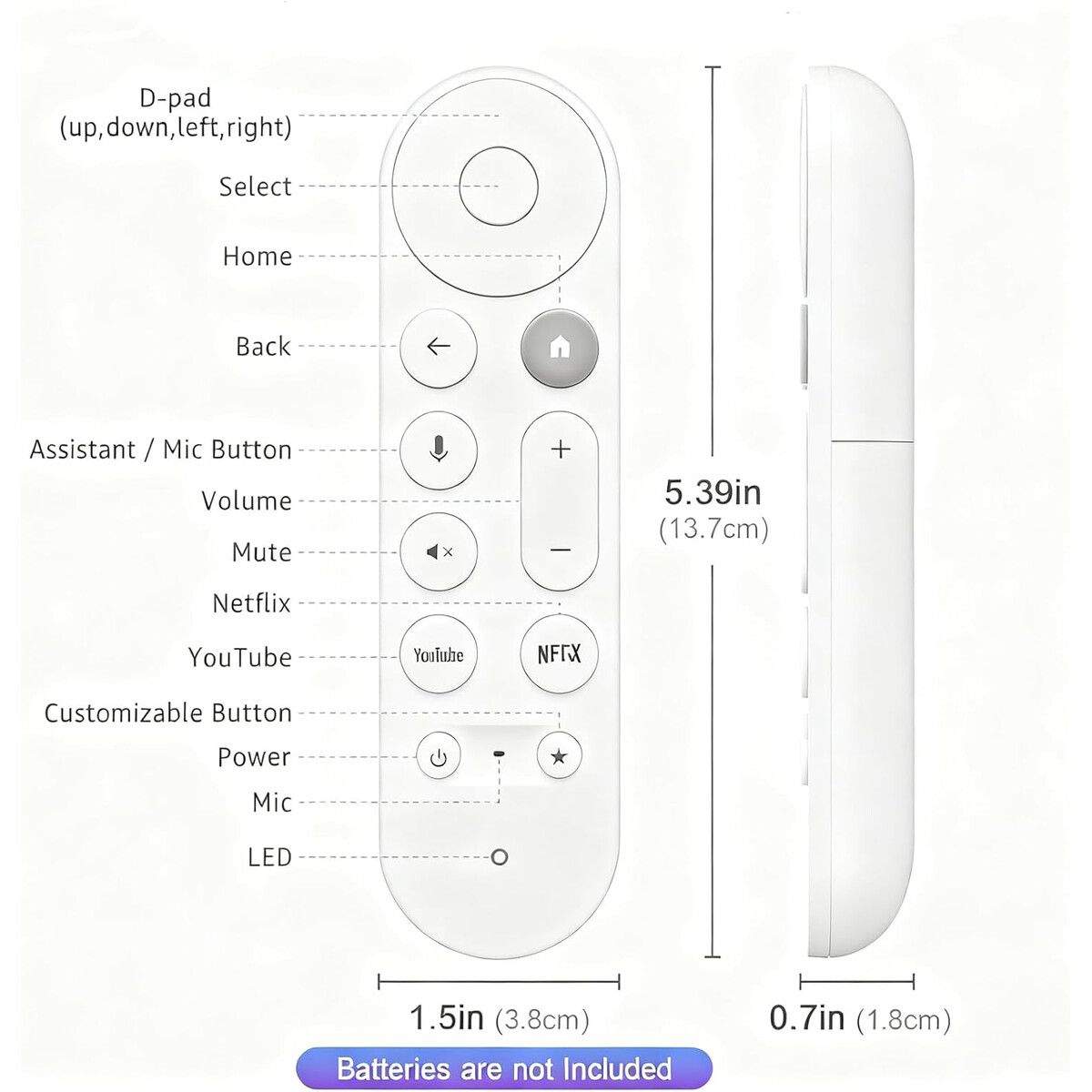 GOOGLE - Control Remoto XIEBOFUYILUN GY3LE Voz Google TV 4K Bluetooth