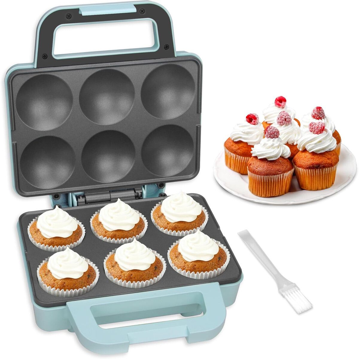 GENERICO - Cupcake Maker SugarWhisk 6 Unidades 2.5 Antiadherente Aqua