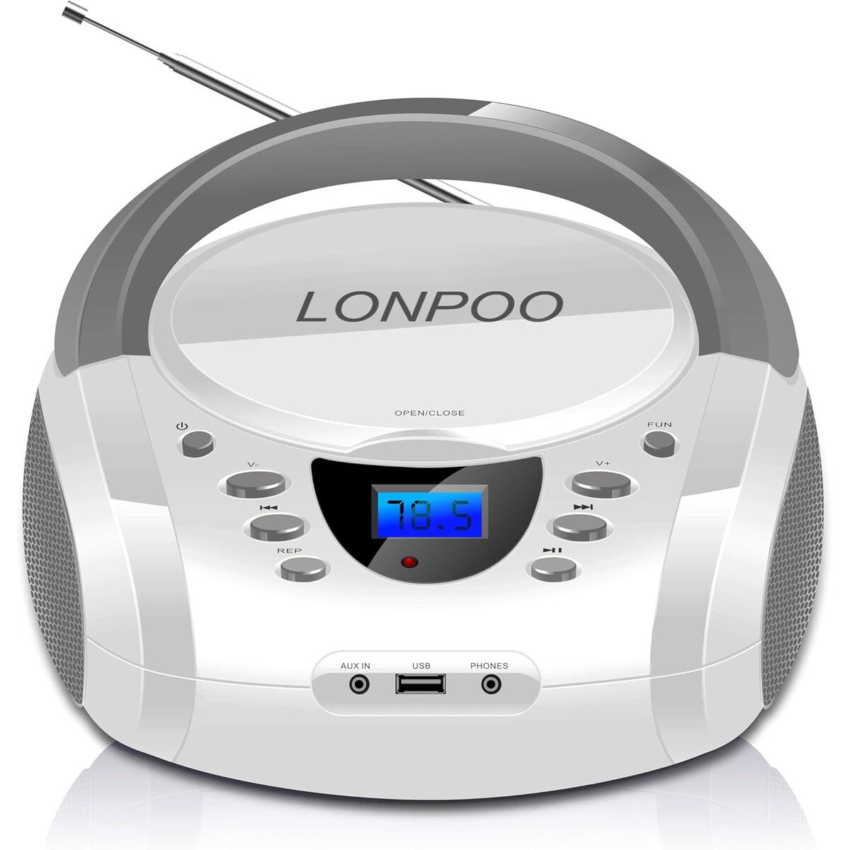 GENERICO - Boombox LONPOO LPD01 CD Bluetooth FM USB AUX