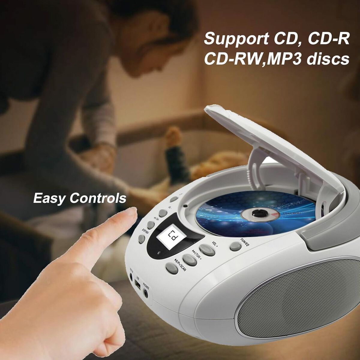 GENERICO - Boombox LONPOO LPD01 CD Bluetooth FM USB AUX