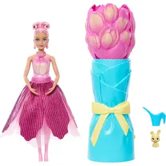BARBIE - Muñeca Petal Pop Tulipan Rosa con Accesorios Aromática
