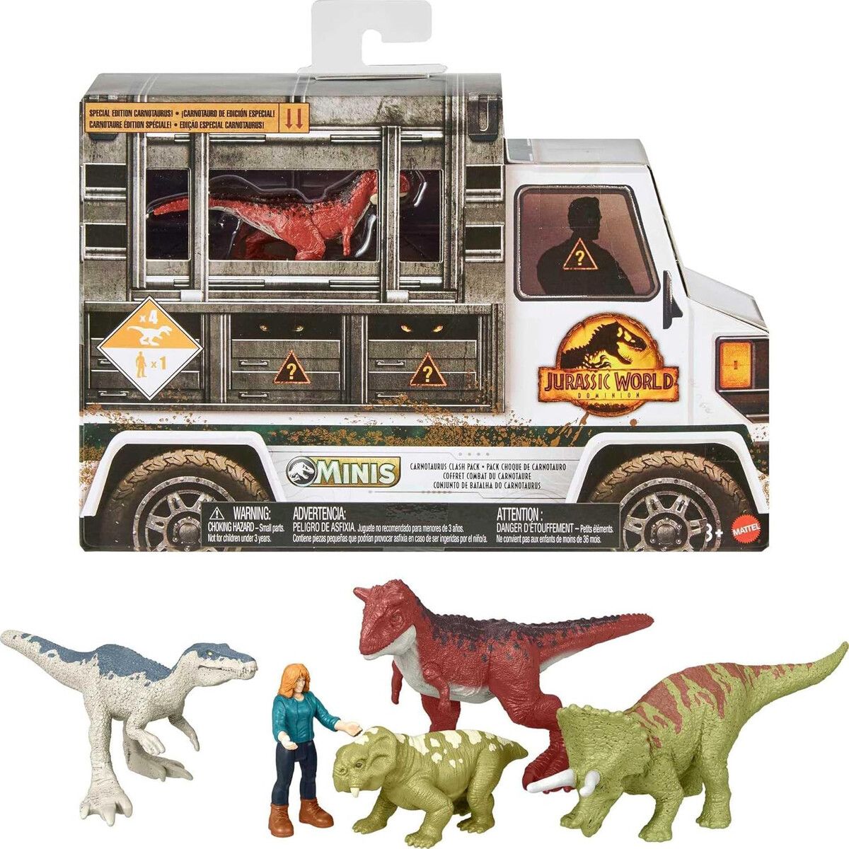 MATTEL - Pack 5 Figuras Mini Mattel Jurassic World Dominion Carnotaurus