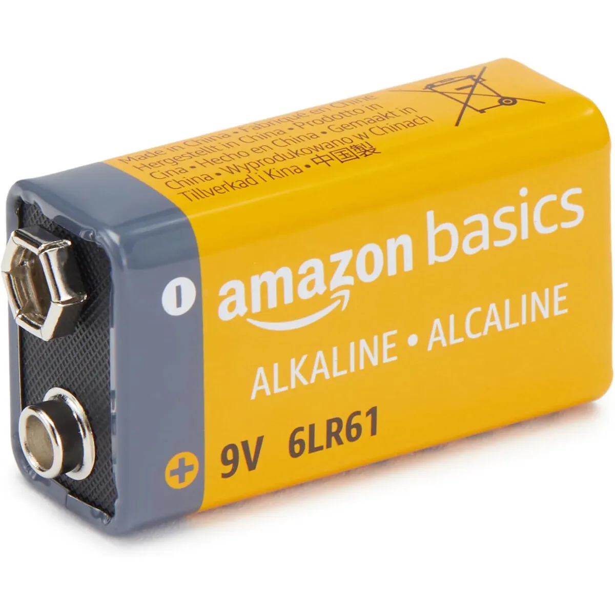 AMAZON BASICS - Pilas Alcalinas 9V Amazon Basics 8 Unidades Larga Duración