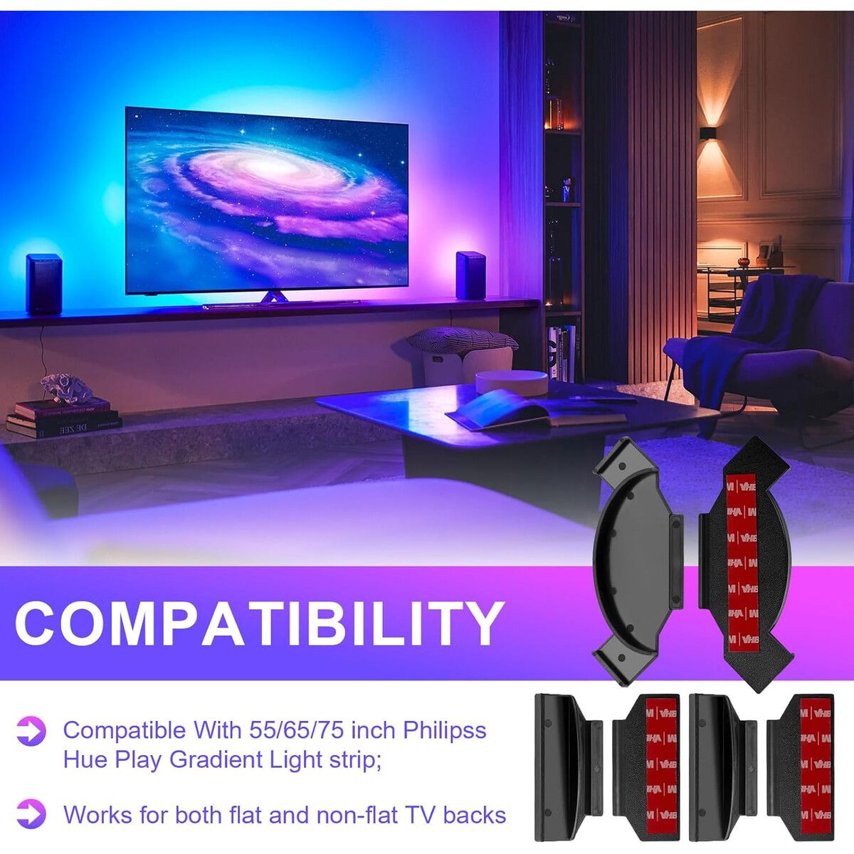 PHILIPS HUE - Soportes Magluv Philips Hue Play 5565 Kit Tira LED
