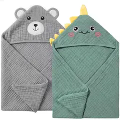 BEBE - Toallas Bebé Muselina CandyHome Pack 4 Algodón 100 Con Capucha