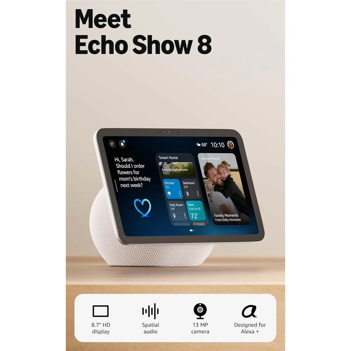 AMAZON - Amazon Echo Show 8 Pantalla 8.7 HD AZ3 Pro Omnisense