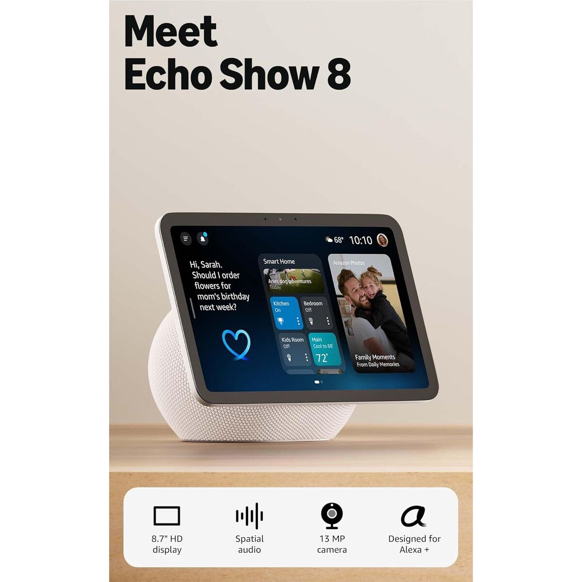 AMAZON - Amazon Echo Show 8 Pantalla 8.7 HD AZ3 Pro Omnisense