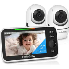 BEBE - Monitor Bebé HelloBaby HB65502 5 2 Cámaras Batería 30h