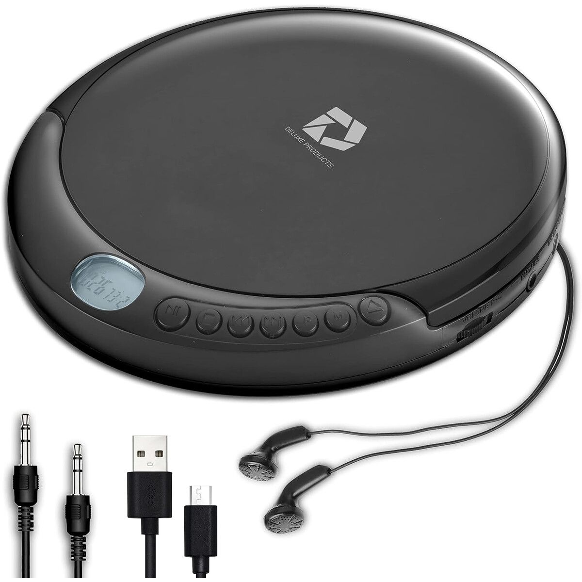 DELUXE - Reproductor CD Deluxe 60s Anti Skip Audífonos Aux USB