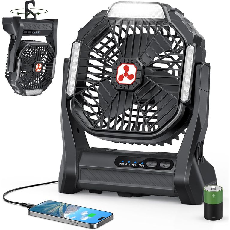 GENERICO Ventilador Portátil Peouix 20000mAh Recargable LED USB Camping
