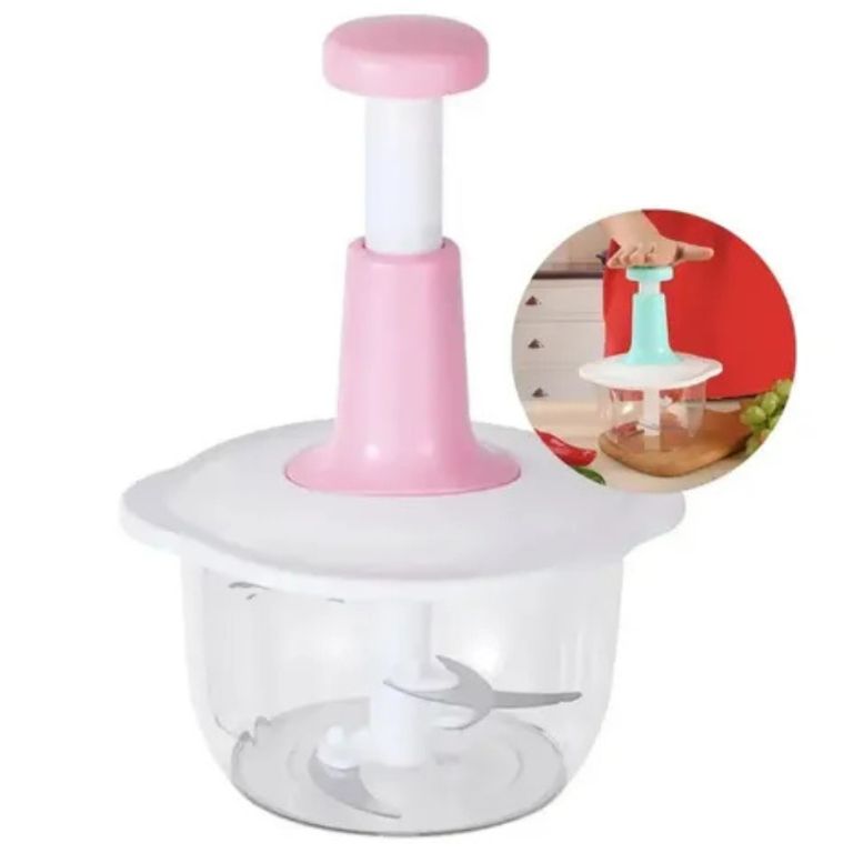 GENERICO Picador Triturador Manual 7 En 1 - 1.5LT rosa Multifuncional
