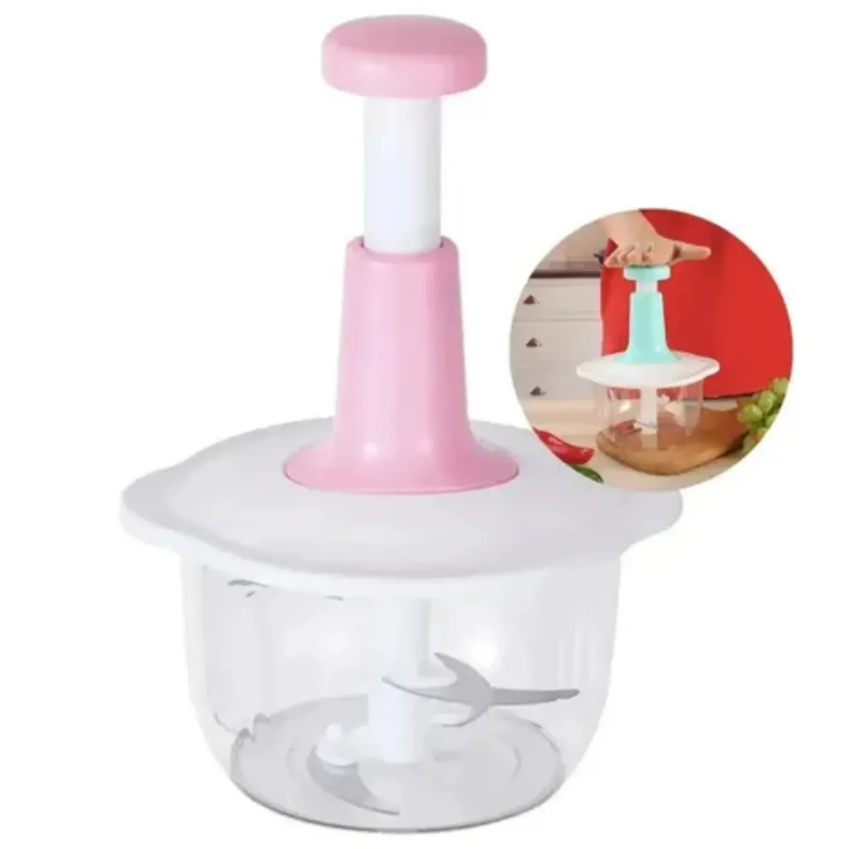 GENERICO - Picador Triturador Manual 7 En 1 - 1.5LT rosa Multifuncional