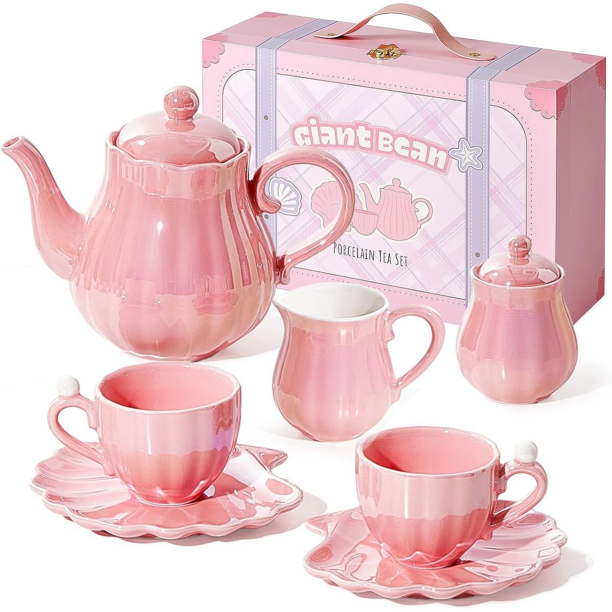 GIANT - Set de Ta Porcelana Giant Bean Rosa Perlado Niños