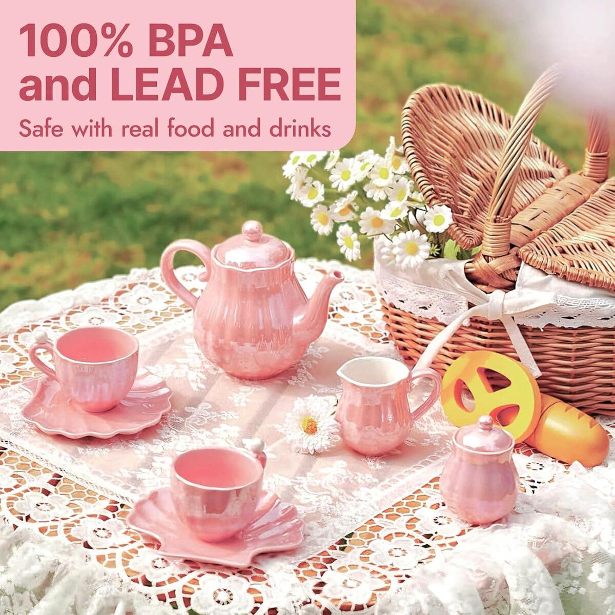 GIANT - Set de Ta Porcelana Giant Bean Rosa Perlado Niños