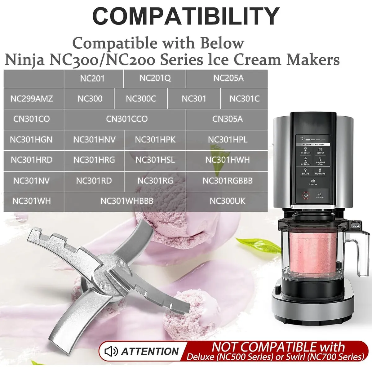 NINJA - Pala Repuesto Psasrm Ninja Creami NC300 NC200 Acero