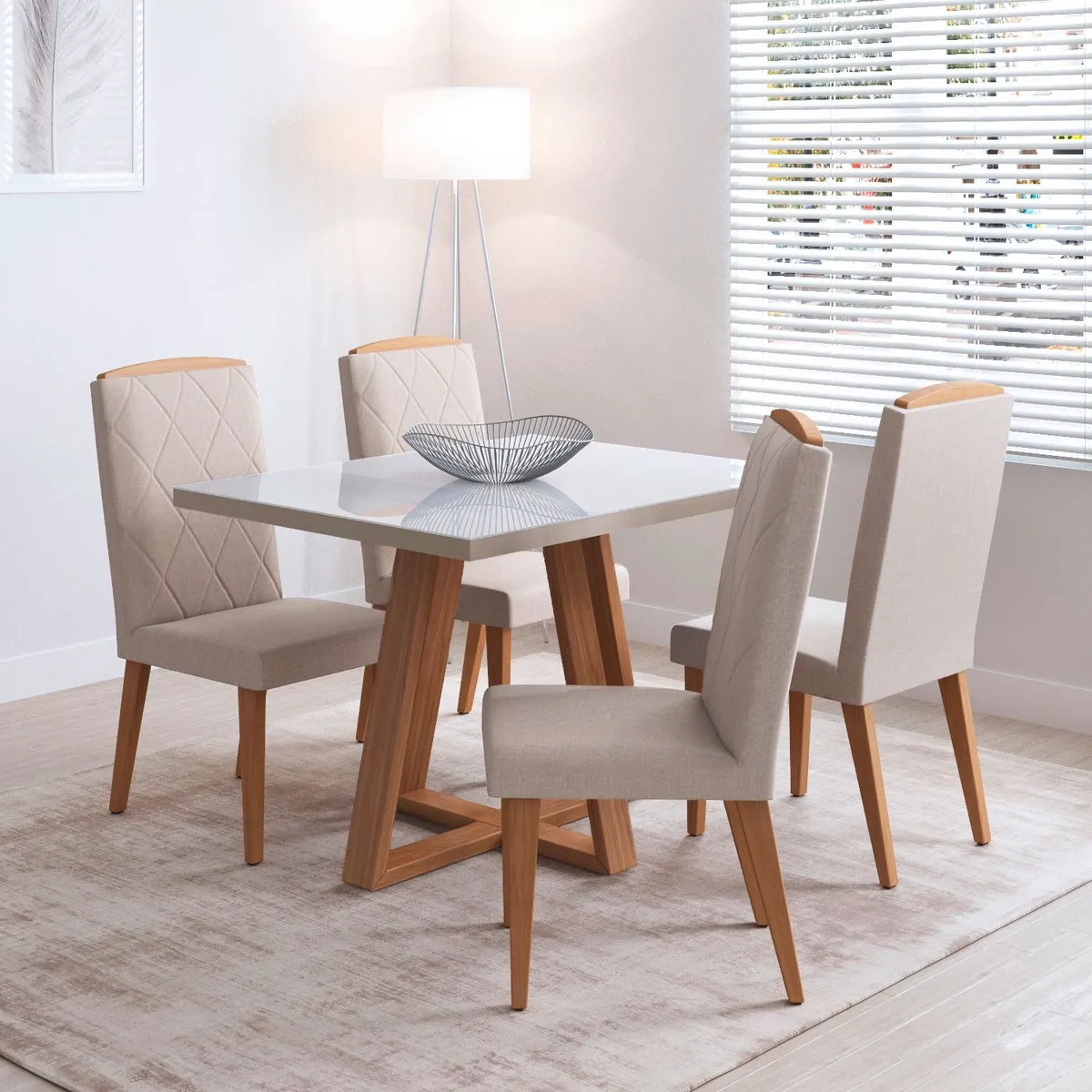 DECOCASA - Juego De Comedor Mara 120+4 Sillas Daisy Decocasa