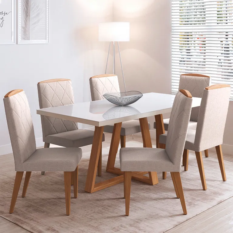 DECOCASA Juego de Comedor Mara 6 Sillas Daisy