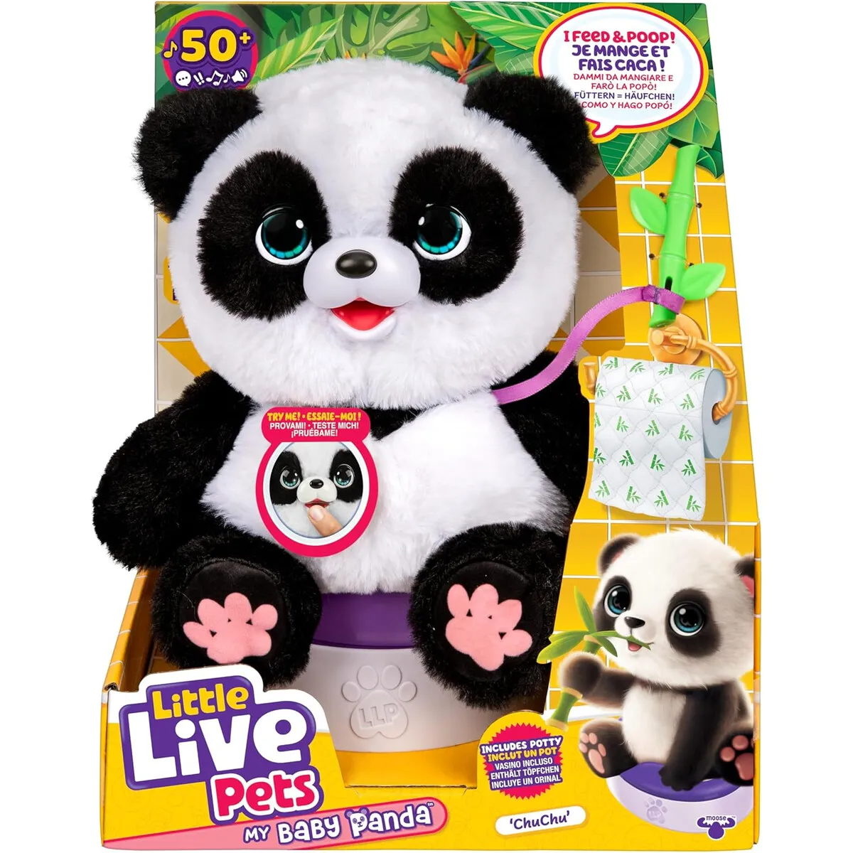 PANDA - Peluche Interactivo Panda ChuChu Little Live Pets 30cm