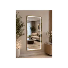 GENERICO - Espejo LED de Cuerpo Entero L08 Gold 70×150 cm con Opción de Pedestal