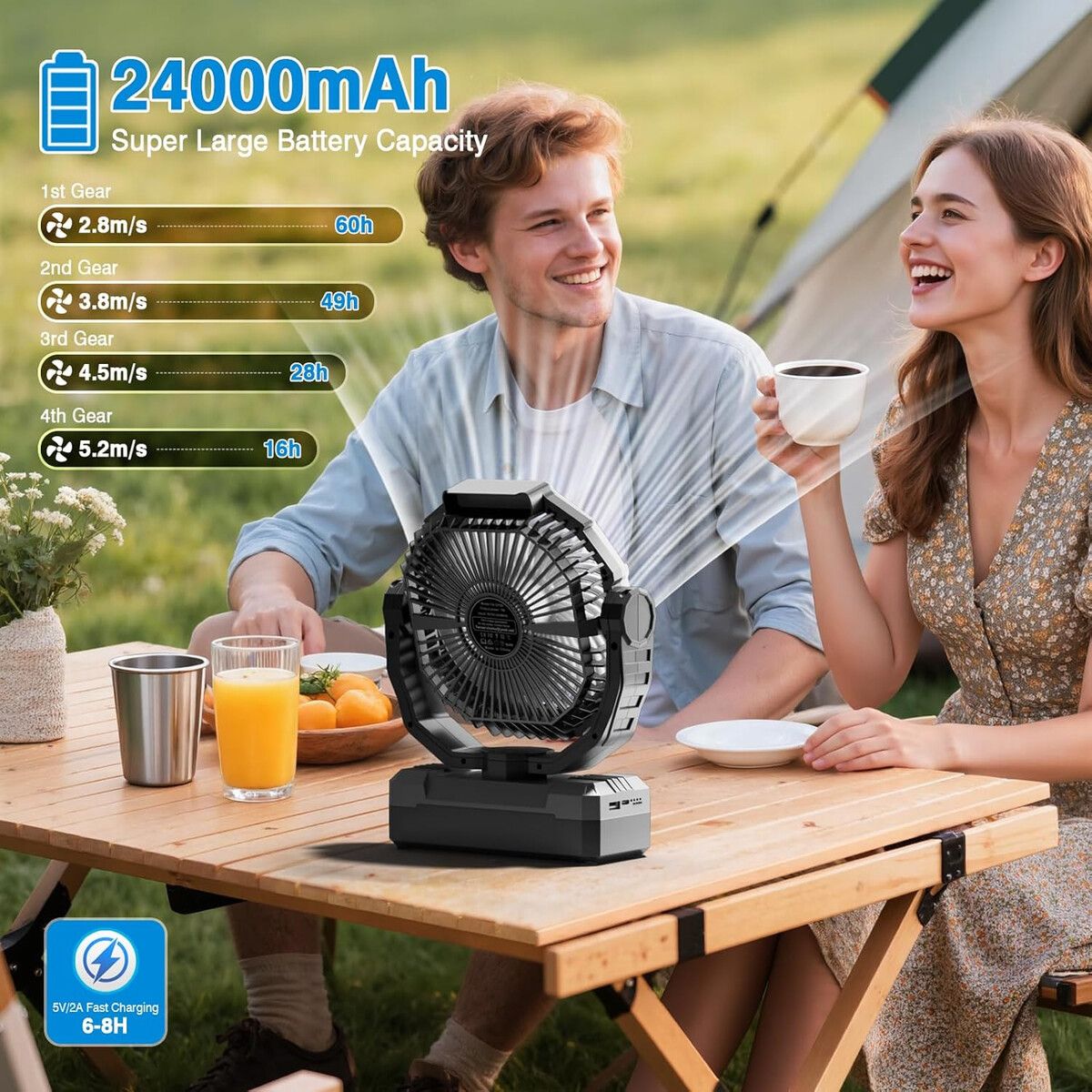 GENERICO - Ventilador Camping FRIZCOL 24000mAh Recargable LED Control
