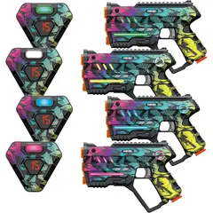 LASER - Set Láser Tag WINYEA 4 Pistolas 4 Chalecos 150ft LED