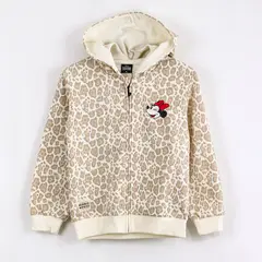 DISNEY - Polerón Abierto Niña Minnie Animal Print Beige