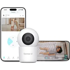 BEBE - Cámara Bebé SenseU 2.5K PTZ AI Monitor Sensor Respiración