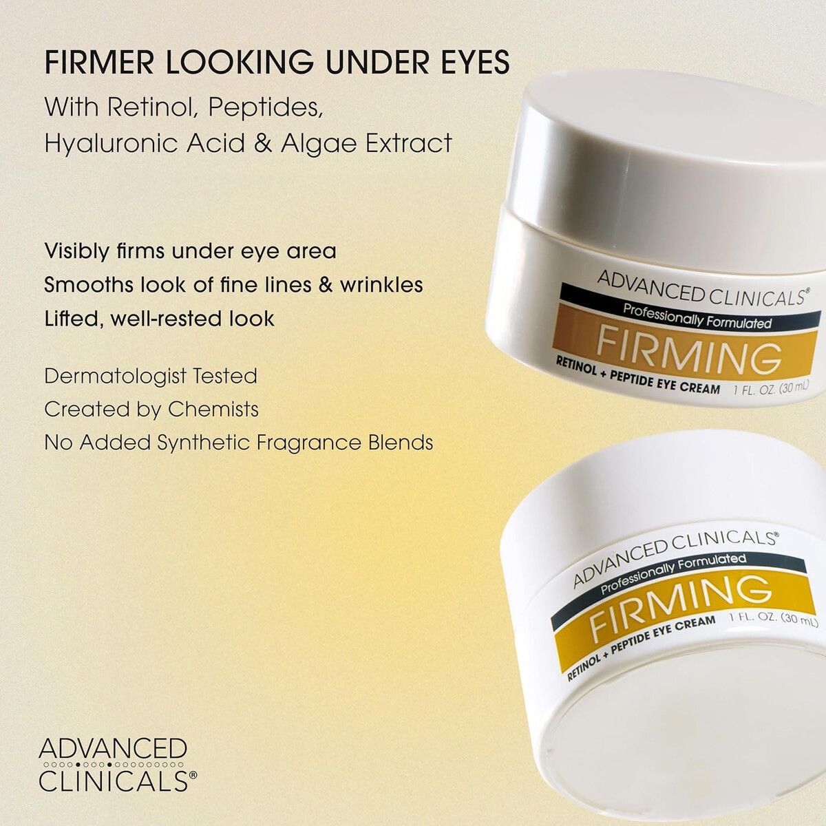ADVANCED CLINICALS - Crema Ojos Advanced Clinicals Retinol Peptides 30ml Reafirmante