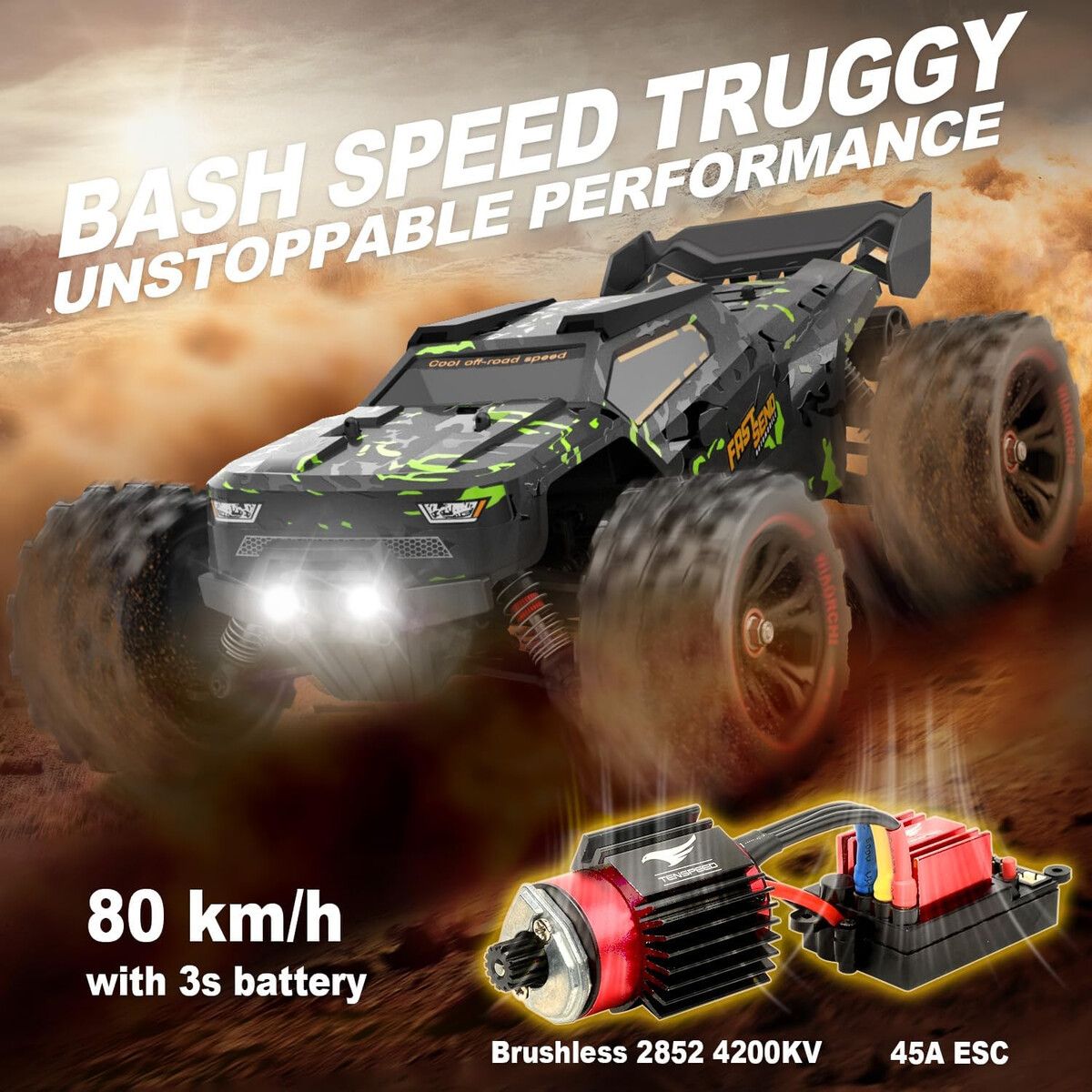 GENERICO - Auto RC WIAORCHI 114 Brushless 80kmh 4WD 4200KV