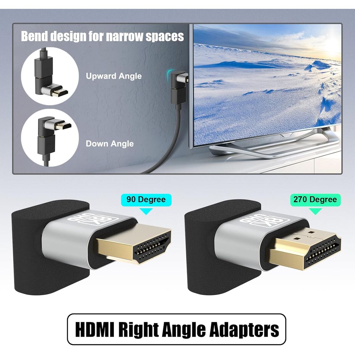 GENERICO - Adaptador HDMI VCELINK 8K 60Hz ángulo 90a 270a UHD