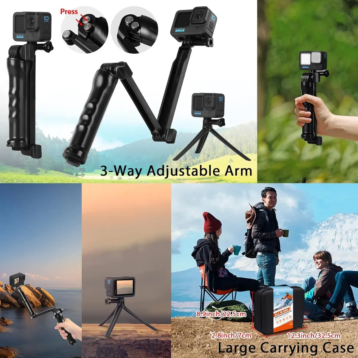 GOPRO - Kit Accesorios HONGDAK Para GoPro Hero 13 12 11 10 9 Carcasa Impermeable