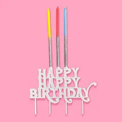 TOPPER - De Torta Packed Party Iridiscente Happy Birthday 6,25cm