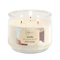 AROMATICA - Vela Aromática Mainstays Vainilla 3 Mechas 326g Frasco Vidrio