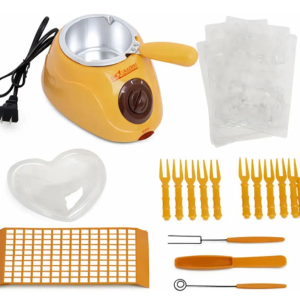 IRM - Maquina Fundidora De Chocolate Set Completo Moldes Tenedores Fondue Reposteria