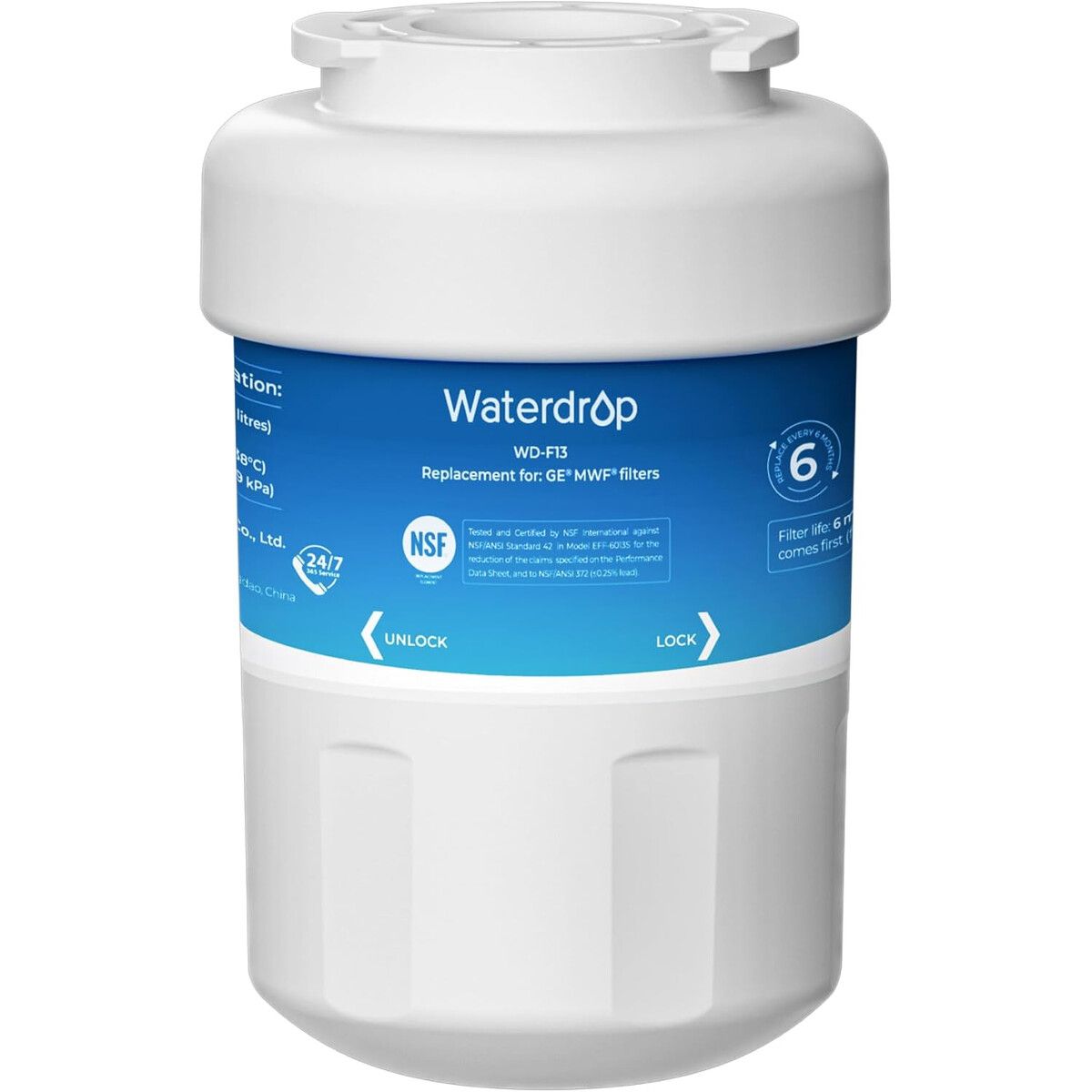 GENERICO - Filtro de Agua Waterdrop WDF13 Repuesto GE MWF NSF 42372 6M