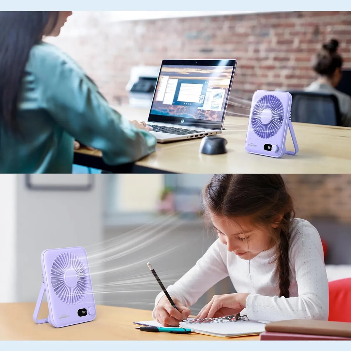 GENERICO - Ventilador Escritorio WHATOOK 2 Pack 100 Velocidades 5000mAh
